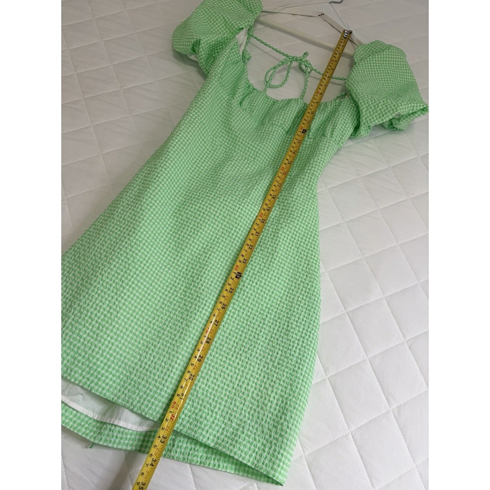 Zara Green Gingham Puff Sleeve Mini Dress Cottagecore Coquette Picnic Fairycore - Picture 5 of 7